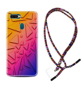Oppo A5S A15 A16 A54 A55 A73 A74 Kılıf Boyun Asklı Rasta Silikon Üçgenler 1635