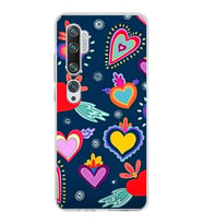 PrintiFy Xiaomi Mi Note 10 ile Uyumlu 1mm Slim Fit Retro Renkler 3 Baskılı Şeffaf  Kılıf