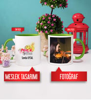 Müzik Öğretmeni Kupa Bardak Yeşil Fotoğraflı