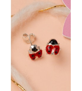 Elika Silver Uğur Böceği Model 925 Ayar Gümüş Çocuk Küpesi