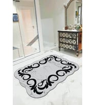 Gri Otantik Desen Kaymaz Tabanlı Lazer Kesim Halı AR099 - 100 x 160 cm