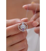 Gümüş Lotus Çiçeği Kolye  925 Ayar Gümüş Kolye (Beyaz)