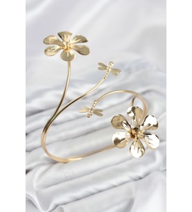 Pazu Bileklik Gold Renk Pirinç Çiçek Model