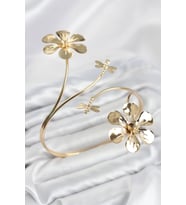 Pazu Bileklik Gold Renk Pirinç Çiçek Model