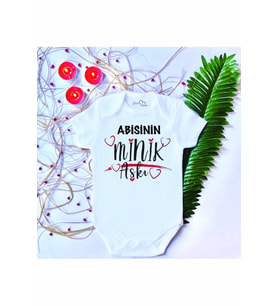 Unisex Bebek Baskılı Abisinin Minik Aşkı %100 Pamuklu Çıtçıtlı Body Zıbın