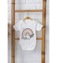 Pia Baby Premium %100 Pamuk İsme Özel Organik Baskılı Çıtçıtlı Bebek Body Zıbın Modelleri 5086-16 (Ekru)