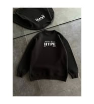 Üç İplik Bisiklet Yaka Baskılı SweatShirt - Siyah