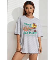 Unisex Hawaii Tasarım Tshirt (Gri)
