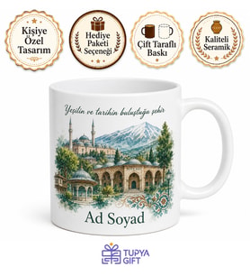 Bursa Şehir Temalı Tasarım Baskılı Kupa Bardak Hediye Porselen Mug