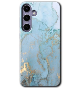 Galaxy S24 Kılıf HD Desen Baskılı Kılıf - Mavi Gold Mermer