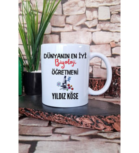 Dünyanın En İyi Biyoloji Öğretmeni Baskılı Kişiye Özel Öğretmenler Günü Kupa Bardak