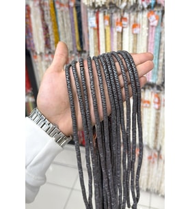 Hematit Taşı Rondela Kesim Mat Gri 6x1mm Doğal Taş Dizi