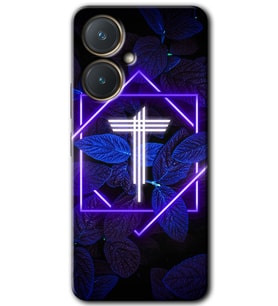 Vivo Y27 Kılıf HD Desen Baskılı Kılıf - Dark Neon Yaprak T Harfi