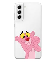 Samsung Galaxy S21 FE Uyumlu Pembe Panter Tasarımlı Şeffaf Telefon Kılıfı