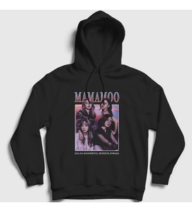 Presmono Unisex Siyah Poster K-Pop Mamamoo Kapüşonlu Sweatshirt 274067tt