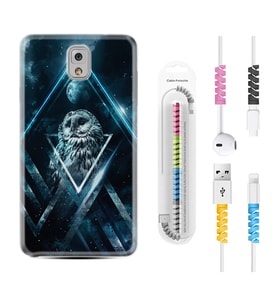Samsung Note 3 4 5 8 9 20 Ultra 10 Lite Kılıf Kablo Koruma Spiral Silikon Old Owl 1649