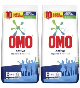 Omo Matik Toz Çamaşır Deterjanı 20KG Beyazlar ve Renkliler (2PK*10KG) (132 Yıkama)