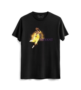 Kobe Bryant Resim Baskılı Siyah Tshirt 