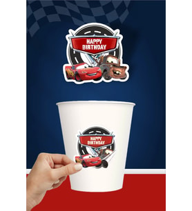 Şimşek Mcqueen Cars Temalı Doğum Günü Seti Sticker (Etiket) 20 'li
