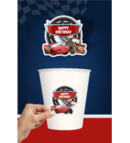 Şimşek Mcqueen Cars Temalı Doğum Günü Seti Sticker (Etiket) 20 'li