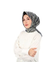 Bursa İpek Lacivert Sanat Desen Twill İpek Eşarp