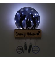 Lucenda Işıklı Pleksi Dolunay Kişiselleştirilebilir Dekoratif Biblo Orkestra Jazz Anahtar Askılığı (Mavi)
