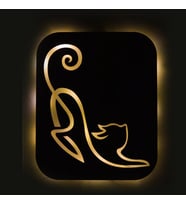 Lucenda Led Işıklı Kişiselleştirilebilir Kedi Temalı Tablo Simba Dekoratif Gece Lambası (Sarı)