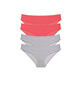 Mulvxbrf Brf02 4 Adet Süper Eko Set Likralı Kadın Slip Külot Fuşya Gri (Mulvix)