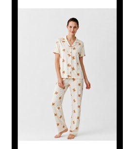 Night Regular V Yaka Günlük Pijama Takımı