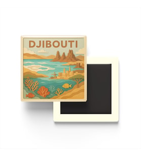 Cibuti - Djibouti - Paper Cut Art - Baskılı Buzdolap Magneti Kare - 9x9 cm