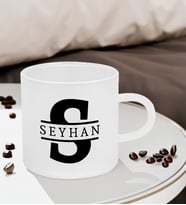 BK Gift Kişiye Özel İsimli Buzlu Cam Türk Kahvesi Fincanı-2, Sevgiliye Hediye, Arkadaşa Hediye, Anneye Hediye, Ofis Hediyesi