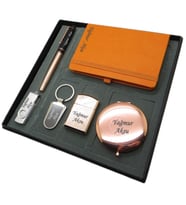 Signator® Bronz  İsme Özel Set - 32 Gb. Usb Bellek + Çakmak + Not defteri  + Anahtarlık + Kalem ve El Aynası  Kişiye Özel Hediyelik Set (Karışık)