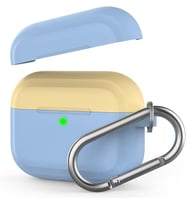 AirPods Pro 1. ve 2. Nesil Uyumlu Silikon Kılıf Kablosuz Şarj Destekli, Karabinalı İnce Koruyucu Case Açık Mavi