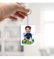 Kişiye Özel Golf Tutkusu Olan Erkek Karikatürlü Anahtarlık