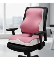 Visco Anatomik Sırt Bel Destek Yastık Visco Koksiks Oturma Minderi Ofis Seti Pembe