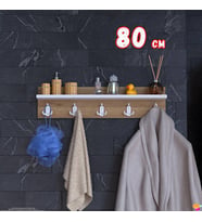 Modilayn Kedi Serisi 76,4x18cm 5’li Banyo Askısı Seti 15 Kancalı Raflı Düzenleyici Yer Tasarrufu.