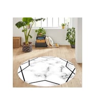 Eliana Home Baskılı, Yıkanabilir Kaymaz Taban Yuvarlak Halı LNA7116 120x120 cm (Siyah)