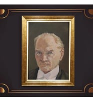 Altın Varaklı Çerçeveli Paspartulu Atatürk Tablo nl02A643 (Gold)