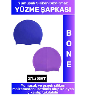 Özel Üretim Su Geçirmez Elastik Yumuşak Yüzücü Havuz Deniz Yüzme Şapkası Silikon Bone 2'Li SET