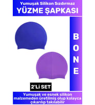 Özel Üretim Su Geçirmez Elastik Yumuşak Yüzücü Havuz Deniz Yüzme Şapkası Silikon Bone 2'Li SET