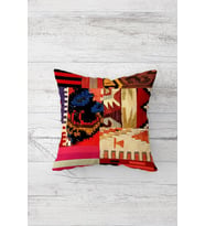 Etnik Kilim Motifli Patchwork Çift Taraflı Gizli Fermuarlı Yastık Kılıf Kırlent Koltuk Yastık Kılıfı (Bej)