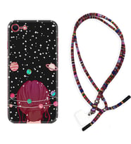 Apple iPhone 5 6 7 8 Plus Se XR Kılıf Boyun Asklı Rasta Silikon Space Woman 1311