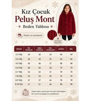 Kız Çocuk Kışlık Kapüşonlu Düğmeli Astarlı Yatay Çizgili Peluş Mont Ak4518