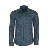 Çiçek Desenli Yeşil Slim Fit Gömlek - Wessi