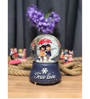 True Love Işıklı Müzikli Püskürtmeli  Kar Küresi 15 CM Sevgiliye Arkadaşa Hediye