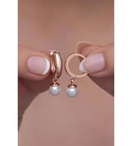 925 Ayar Gümüş Sallantılı 10 mm Tamtur İnci Model Küpe