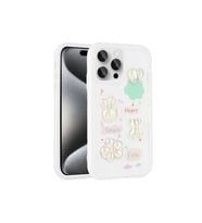 Apple iPhone 15 Pro Uyumlu Kılıf Kabartma Figürlü Parlak Zore Toys Silikon Kapak (Beyaz)