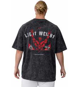 Light Weight Ronnie Coleman Fitness Bodybuilding Baskılı Unisex Oversize Vintage Yıkamalı Tişört