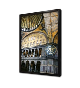 Ayasofya İç Mekan Çekimi Çerçeveli Cam Tablo