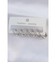 Pirinç Gümüş Renk Oval Küpe Seti - TJ-BKP8999